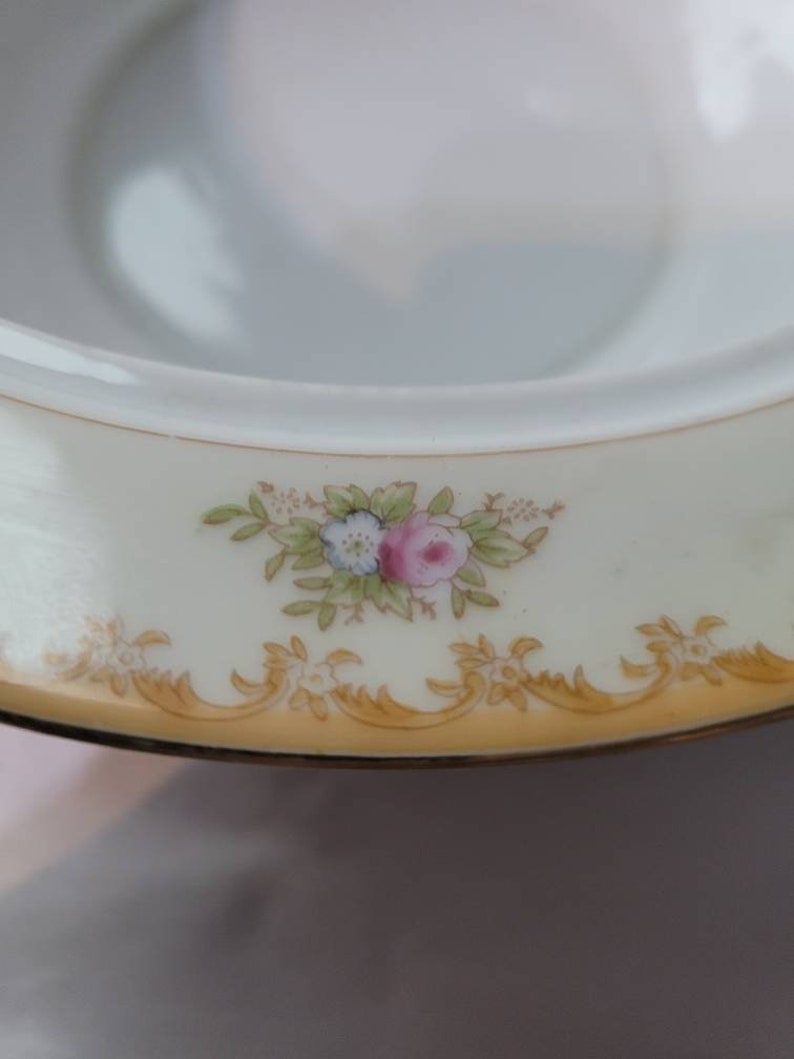 Jyoto China Occupied Japan Gold Rim Floral Serving Bowl image 6