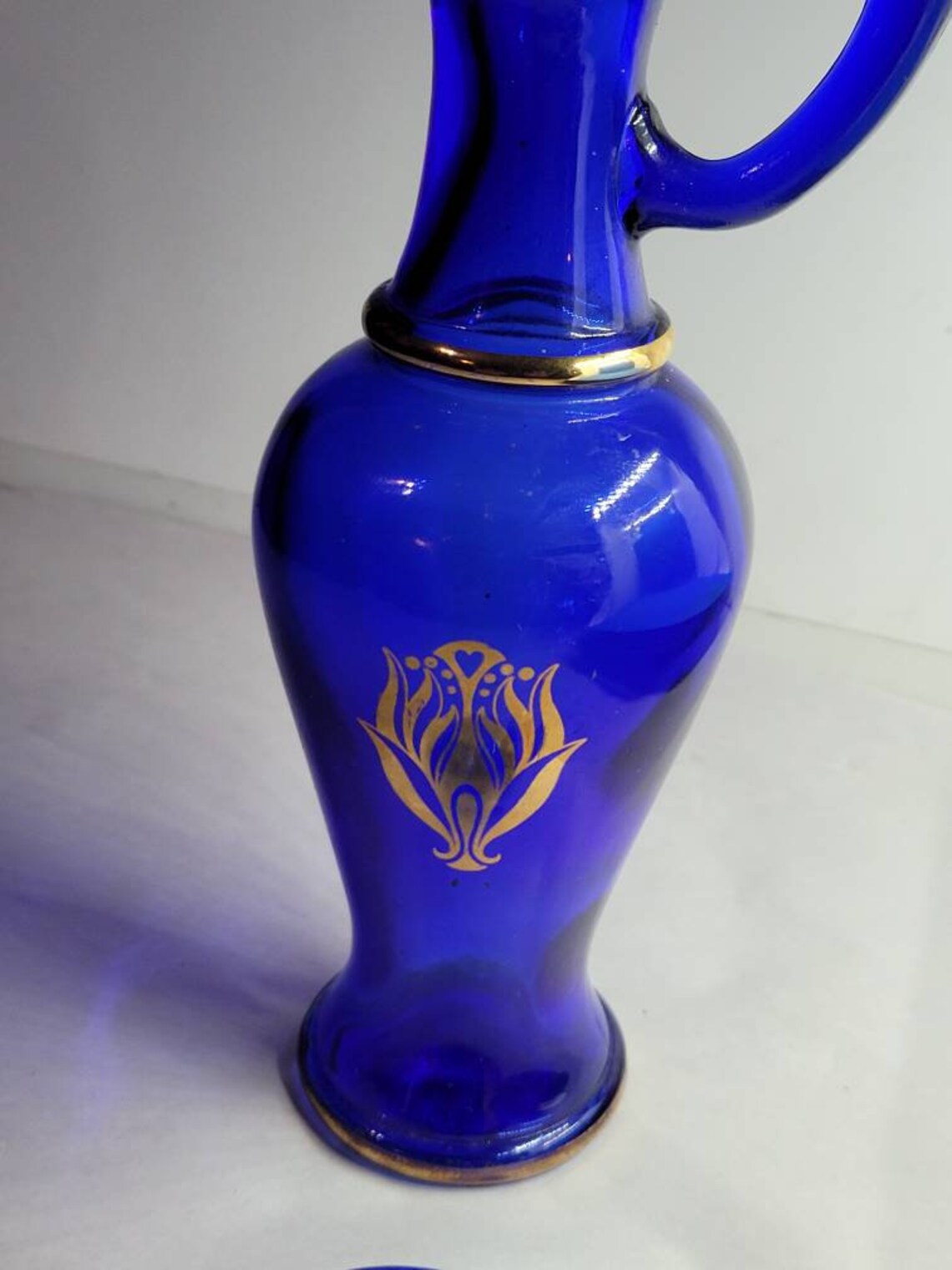 vintage avon royal blue cobalt glasses diamond pattern
