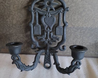Vintage Wilton Black Cast Iron Candleholder/ Candlestick