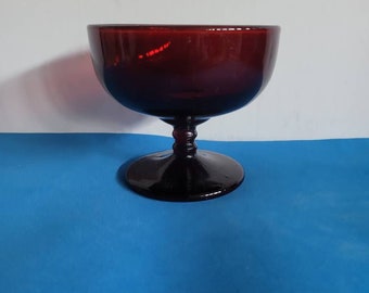 One Vintage Anchor Hocking Royal Ruby Depression Glass Footed Sherbet Bowl