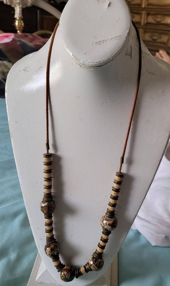 1970s Burnt Brown Necklace - Hippie 