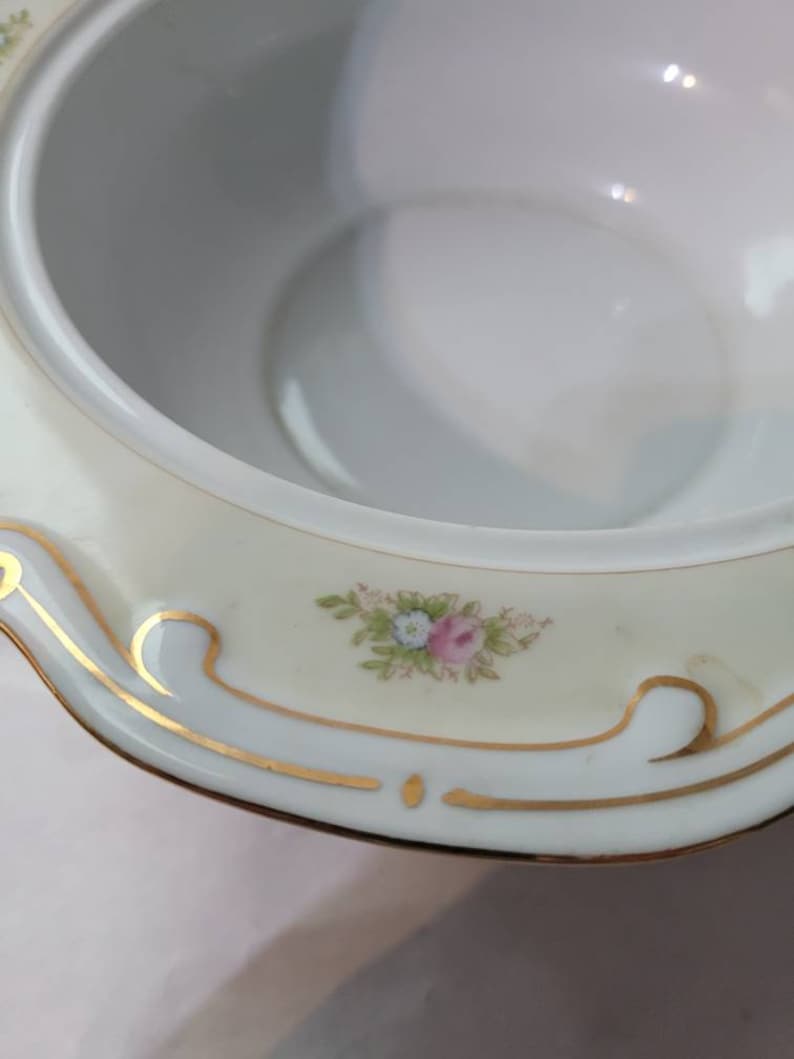 Jyoto China Occupied Japan Gold Rim Floral Serving Bowl image 4