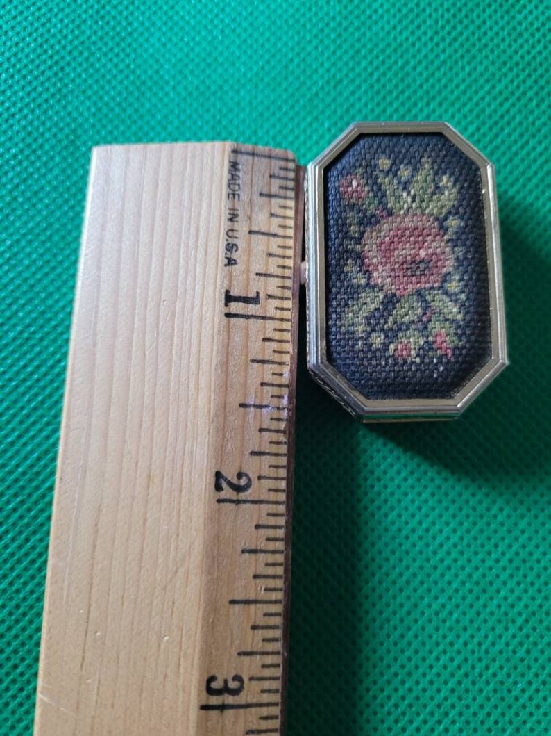 Vintage Avon Floral Embroidered Pill Box Etsy