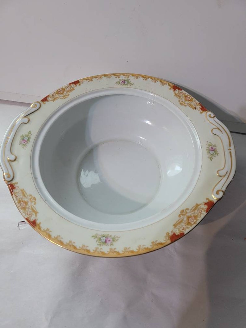 Jyoto China Occupied Japan Gold Rim Floral Serving Bowl image 2