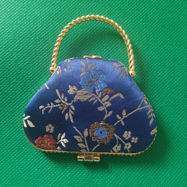 Purse Shaped Compact Mirror Gold Tone Frame