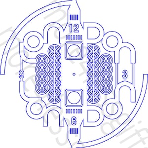 Könnte beinhalten: Ein blaues und weißes Zifferblatt mit dem Wort "LONDON" um den Rand herum. Das Zifferblatt zeigt ein stilisiertes Bild des Big Ben mit den Zahlen 12, 3, 6 und 9.