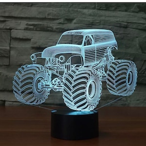 Monster truck 3d Custom made Smart APP Control Night Light Bluetooth,Music,7&16M Colour Mobile App ,Gift led lamp
