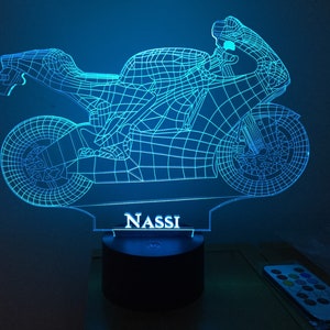 Motorcycle,Moto 3d Personalised Smart APP Control Night Light Bluetooth,Music,7&16M Colour Mobile App ,Gift led lamp