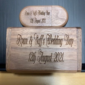 Personalised Wooden 16GB USB Memory Stick, Gift Box, Wedding Gift, Custom made maple, rose wood ,walnut usb