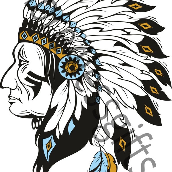 Native American Indian Headdress ,Vector file,Instant Download,for Laser Engraves,Laser File,SVG,All Format Files
