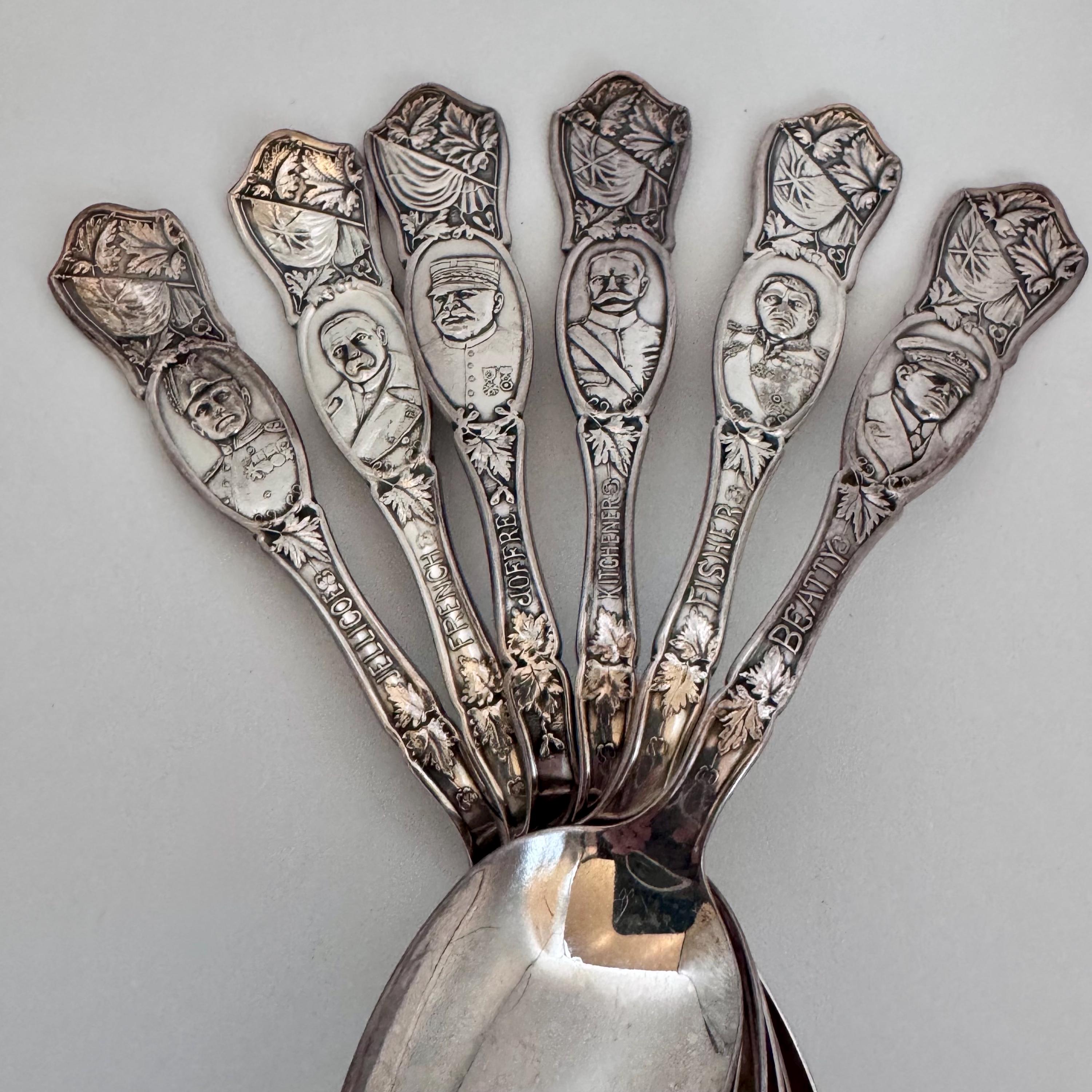 WWI Silverplate Commemorative Spoon Set: Generals & Admirals, 1881