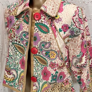 Vintage Harvé Benard Floral Paisley Patchwork Print Cotton Jacket Size 4