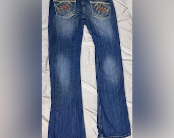Rock & Roll Cowgirl Original Low Rise Bootcut Jeans 30x34 Embroidered Pockets
