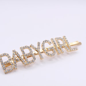 Gold Rhinestone Word Crystal Letter Hair Clip Hair Pin/Bobby Pin