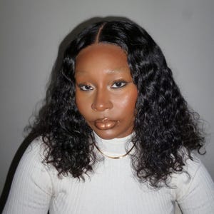 Womens Brazilian Human Hair, Deep Wave, Water Wave 14 inch, Short Kinky Curly Afro Wig, Natural Curls for Black Women 200% Density