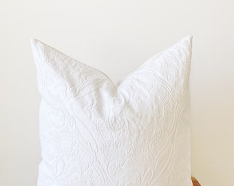 20x20 Evia White Pillow Cover - 20x20 - Square Boho Pillow Cover - Housewarming Gift - Modern Home Decor - Contemporary Pillow Case