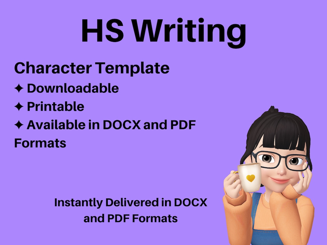 Downloadable Original Character Template DOCX and PDF Etsy