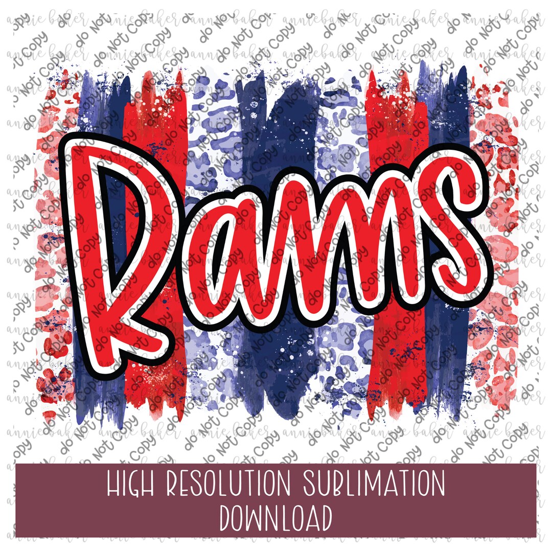 Rams Red Blue Brushstroke PNG - Ready to Print Sublimation Design ...