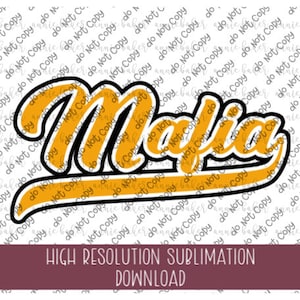 Mafia Baseball PNG - Sublimation Design - Sublimation download - Team Mascot - Baseball T-shirts Gold