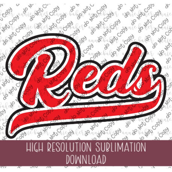 Reds Baseball PNG - Sublimation Design - Sublimation download - Team Mascot - Baseball T-shirts Red