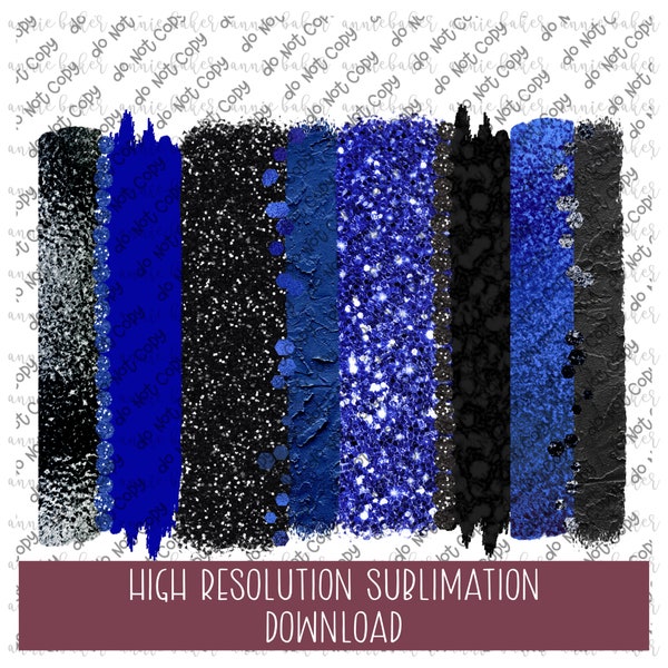 Blue Black Glitter Background Brushstroke PNG - Ready To Print Sublimation Design - School Team Mascot PNG