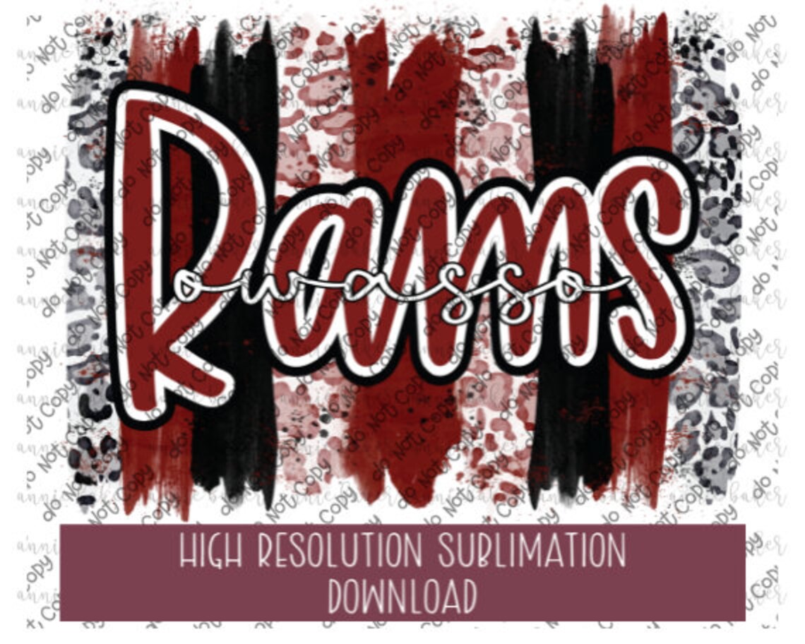 Owasso Rams Maroon Brushstroke PNG Ready to Print - Etsy