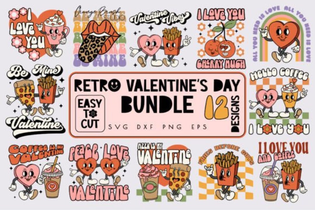Retro Valentines Day SVG Bundle 12 SVG - Etsy