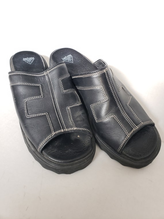 Fluevog Leather Slip On Sandals