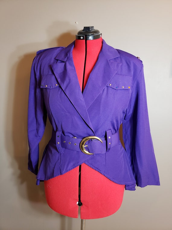 1980s Purple 3 pc Power Skirt Suit