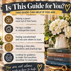 Moving a Parent -Senior Care-Downsizing Checklist-Family Caregiver Printable PDF
