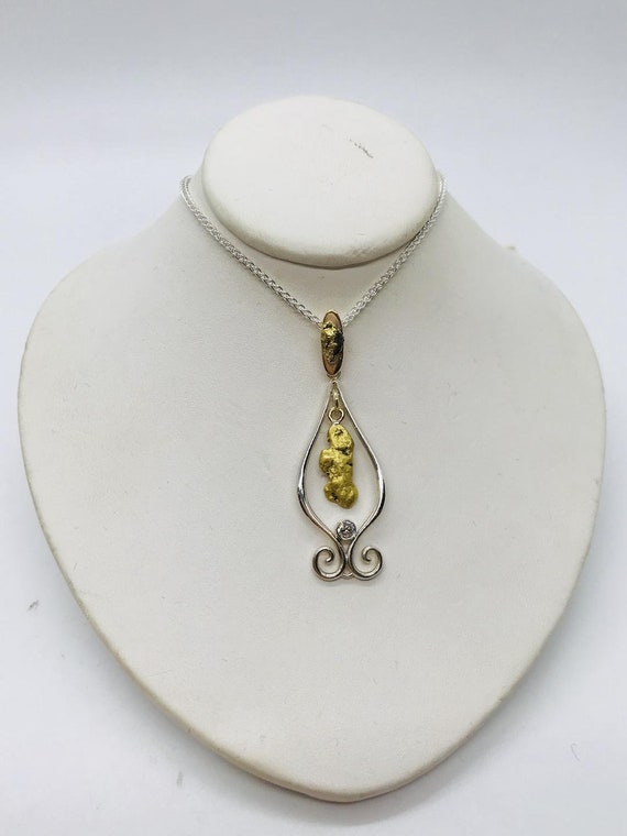 gold nugget diamond pendant
