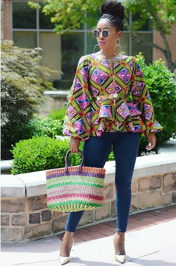 ankara double peplum tops