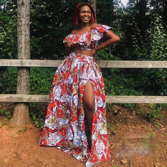 ankara maxi skirt and crop top