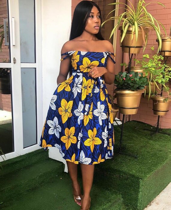 off shoulder dresses african print