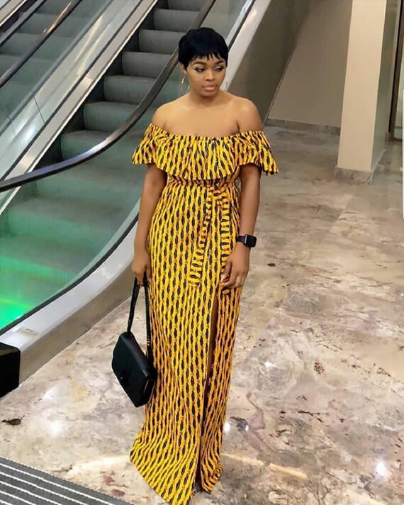 off shoulder dresses african print