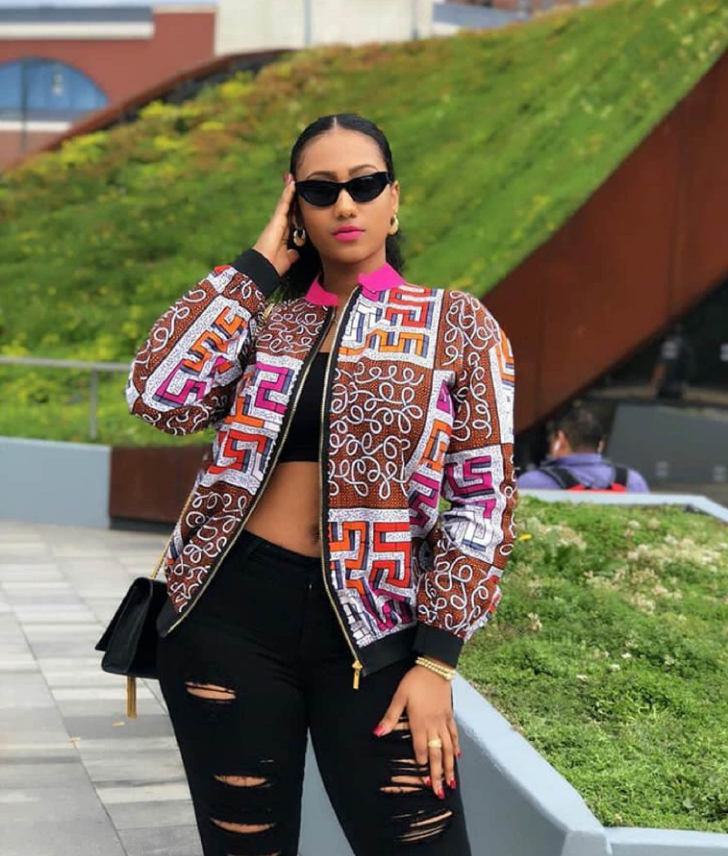 african print bomber jacket