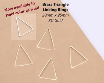 20pcs - 20x25mm | Brass | Triangle | Linking Rings | KC Gold | Connector | Link | Jewelry Making | Necklaces | Bracelets | Earrings | Crafts