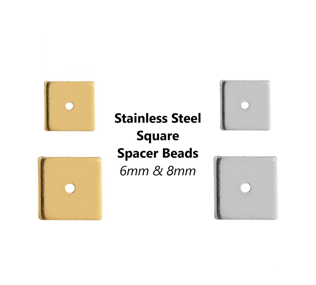 Square Rectangular Spacers 20pcs Stainless Steel Square Spacer Beads: Gold & Steel (6mm, 8mm) - Etsy