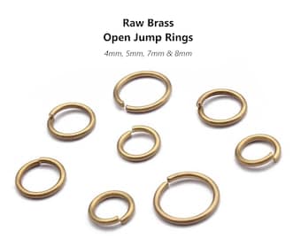 100 Raw Brass Jump Rings: 4-8mm Open Connectors, Jewelry Making
