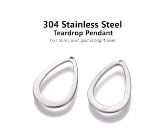 20pcs 304 Stainless Steel Teardrop Pendants: Gold Plated Earring Charms