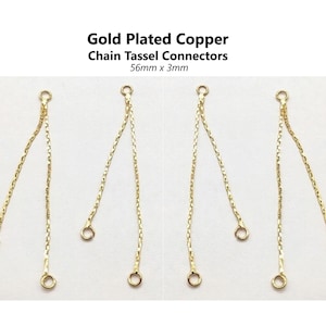 10pcs - 56x3mm, gold plated copper, platinum, chain tassel connector, charm, gold, earring, necklace, jewelry making, craft, diy