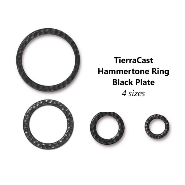 4pcs - 8-25mm, Tierracast, hammered, black plate, linking rings, round, jewelry making, bracelet, earrings,diy