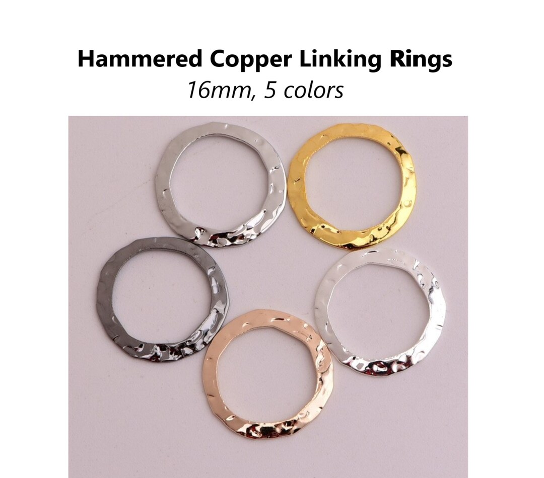 20pcs - 16mm, Linking Rings, Hammered, Textured, Wavy, Closed Circle ...