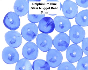 20pcs | 8mm | Delphinium Blue | Nugget | Czech Glass Beads | Quality Beads | Bracelet | Necklace | Earrings | Jewelry