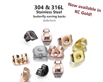 50pcs Stainless Steel Butterfly Earring Backs: DIY Jewelry (6x4x3mm)