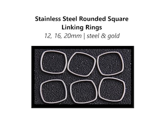 10pcs Stainless Steel Rounded Square Linking Rings (12,16,20mm)