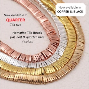 10g Hematite TILA Beads: Flat Top, 2-Hole Rectangle - Full/Half