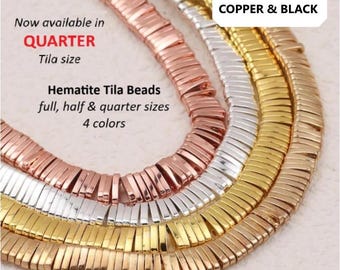 10g Hematite TILA Beads: Flat Top, 2-Hole Rectangle - Full/Half