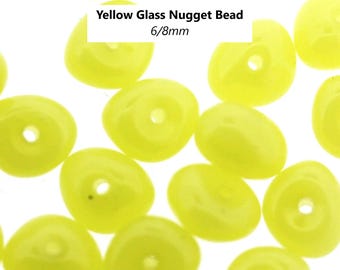20pcs | 6/8mm | Yellow | Nugget | Czech Glass Beads | Quality Beads | Bracelet | Necklace | Earrings | Jewelry