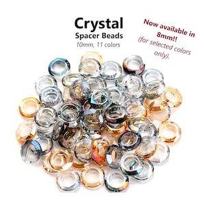 20pcs - 8mm, 10mm, glass, clear, crystal, large hole, spacer beads, component, jewelry, DIY,